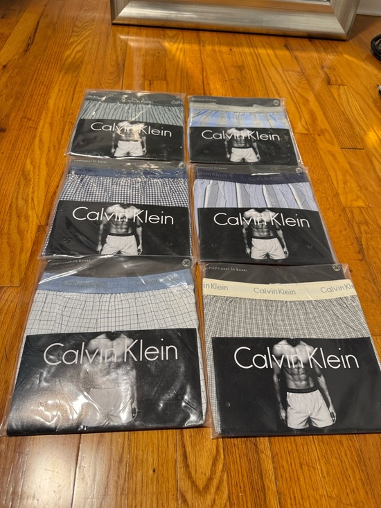 Vtg Lot Of 6 Calvin Klein Traditional Fit Boxer Shorts Cotton Size 36 90's NOS - Picture 2 of 13
